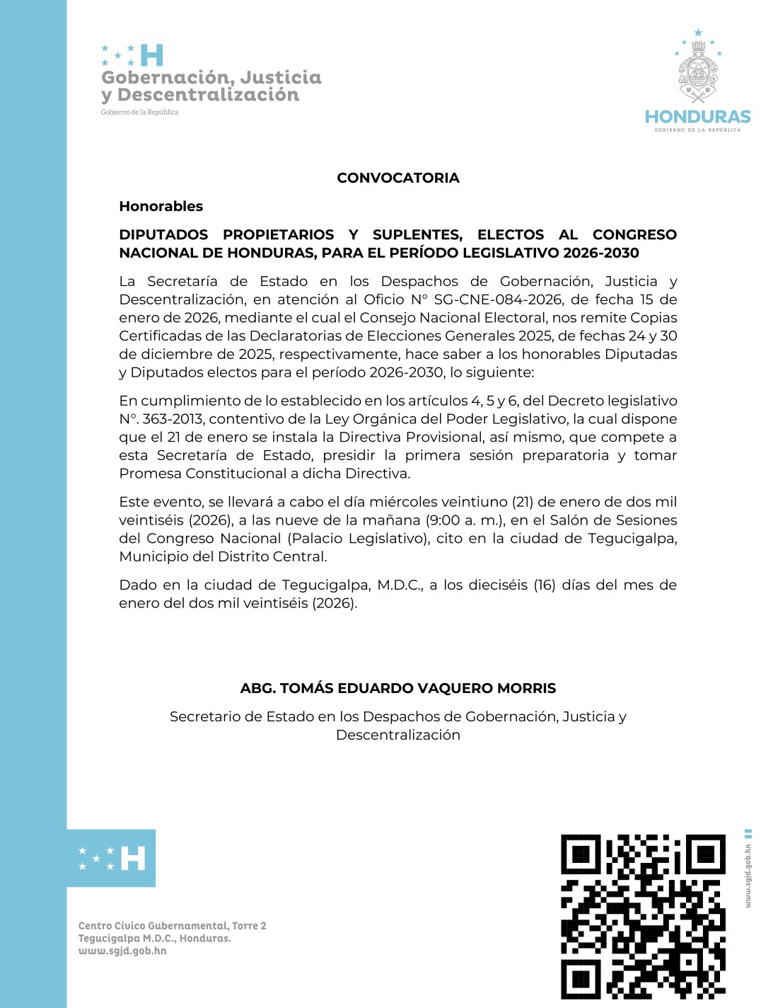 CONVOCATORIA 17 de enero 2026