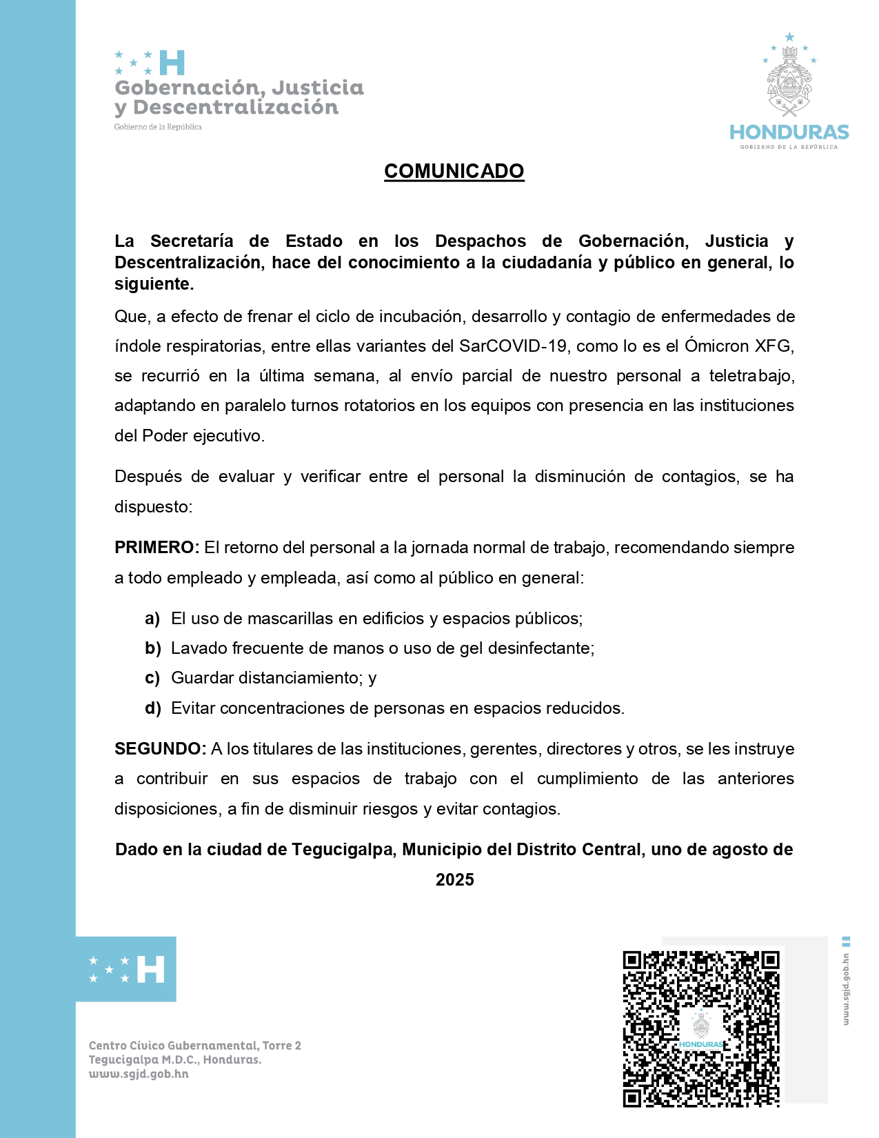 Comunicado Suspensión de Teletrabajo