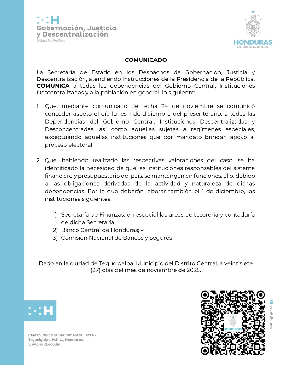 Comunicado 27 de Noviembre 001 pe