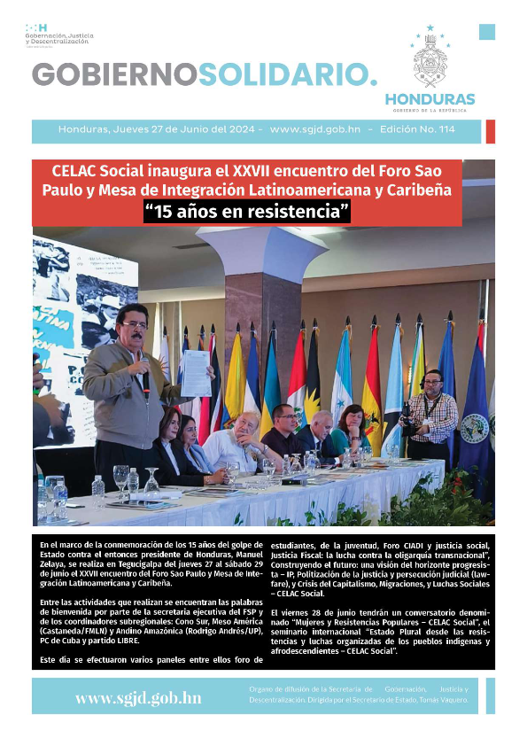 Boletín Gobierno Solidario, 27 de Junio 2024